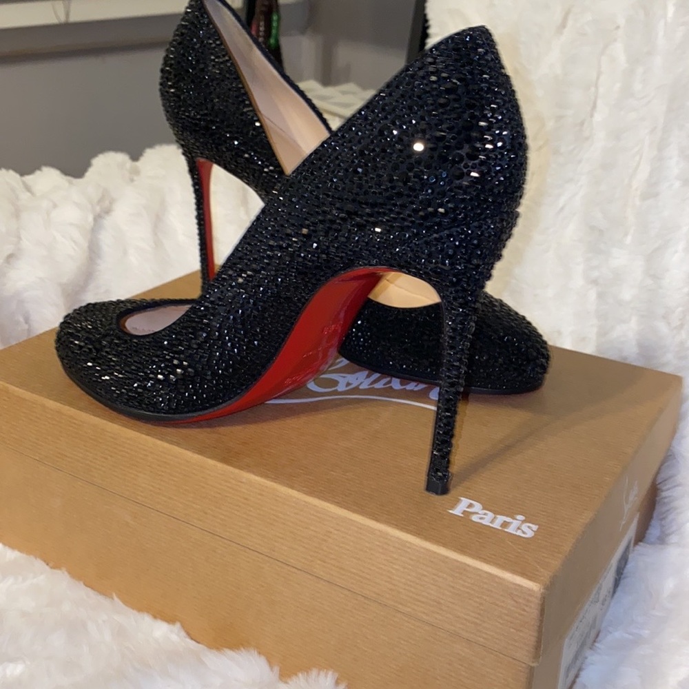 ❌ SOLD❌ Black Swarovski Crystal. Christian Louboutin Fifi Strass!
